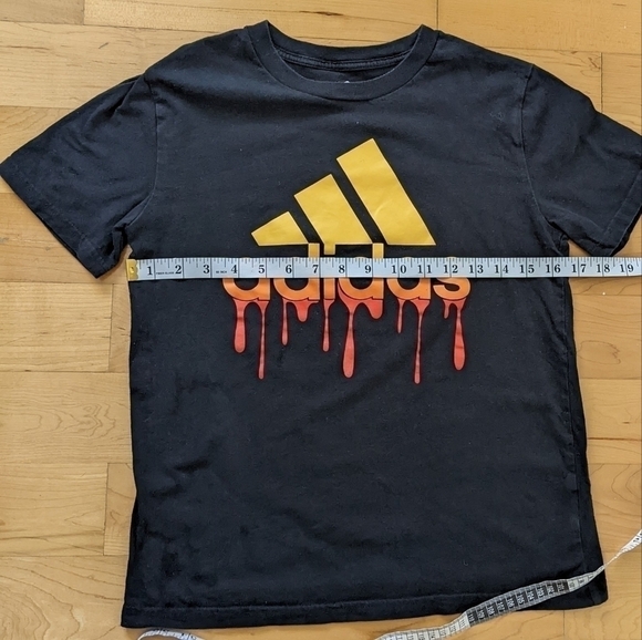 ADIDAS Black & Yellow Slimeb Logo Crewneck Tee Medium @B6 - Picture 4 of 7